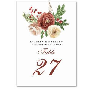 Numeração De Mesa Terracotta Blush Floral Casamento no inverno