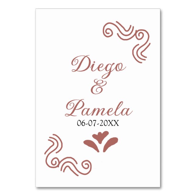 Numeração De Mesa Terracotta casal de casamento russo negro em Espan (Frente)