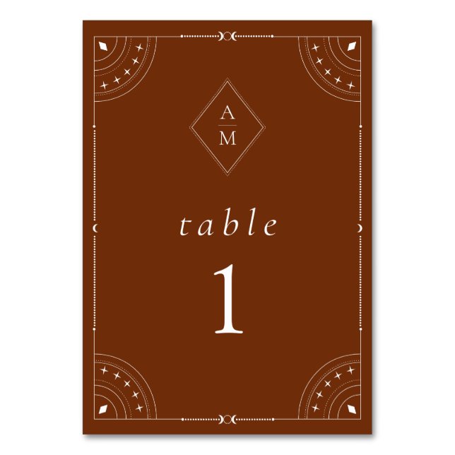 Numeração De Mesa Terracotta Celestial Moon & Stars (Frente)