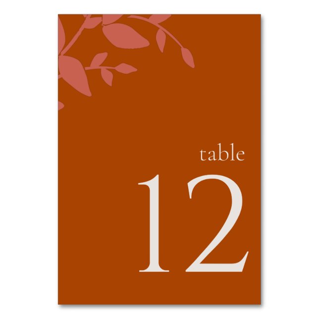 Numeração De Mesa Terracotta deixa moderna tabela de casamento (Frente)