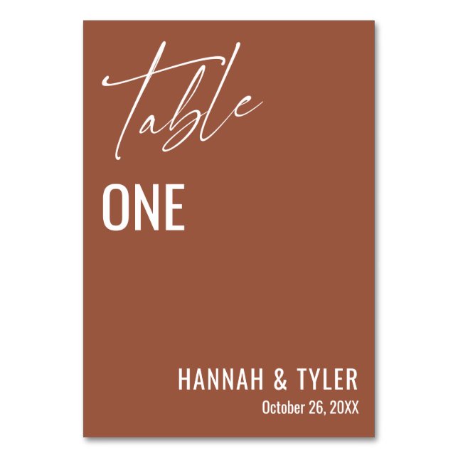 Numeração De Mesa Terracotta Elegante Simples Contemporânea (Frente)