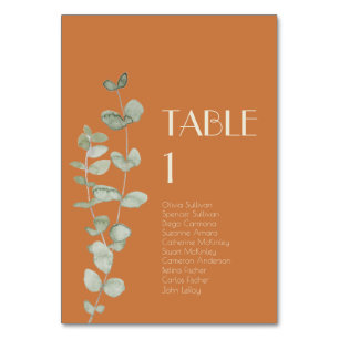 Numeração De Mesa Terracotta Eucalyptus Deco Número de convidados