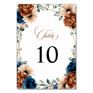 Numeração De Mesa Terracotta Marinho Blue Greenery Casamento Geométr