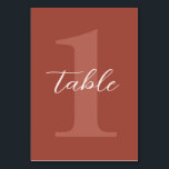 Numeração De Mesa Terracotta Modern Script Wedding<br><div class="desc">Esta coleção de casamento moderna é perfeita para Fall ou uma celebração de feiticeiro com sua paleta de cores de tom terrestre de terracota. O tema monocromático é muito moderno neste momento, especialmente com a nossa tipografia brincalhona e grandes iniciais. O número personalizado da mesa de casamento é perfeito para...</div>
