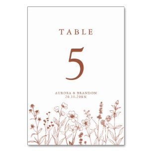 Numeração De Mesa Terracotta Rustic Floral Fall Wildflower Casamento
