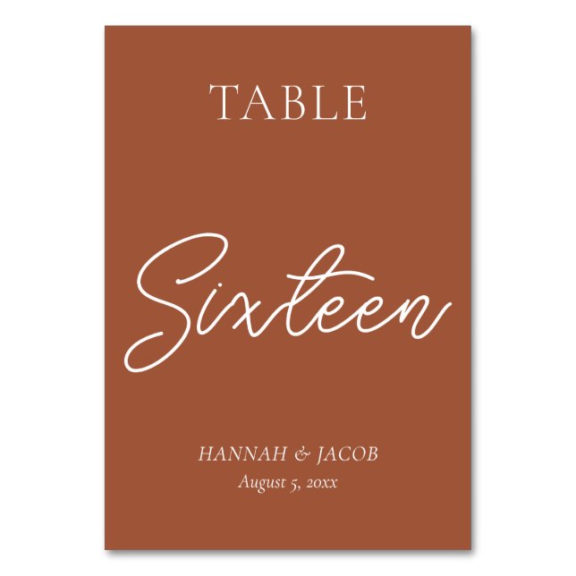 Numeração De Mesa Terracotta Wedding Six (Frente)