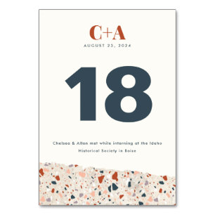 Numeração De Mesa Terrazzo Slab Wedding Double Sided