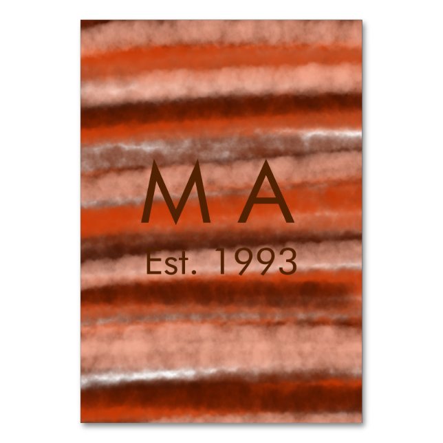 Numeração De Mesa texto marrom rústico boho adicionar nome letra ano (Frente)