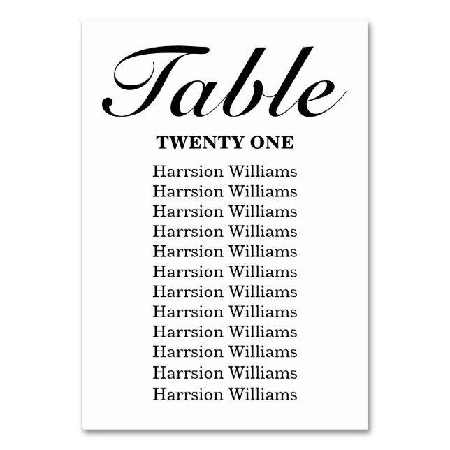 Numeração De Mesa Texto personalizado de script preto elegante Casam (Frente)