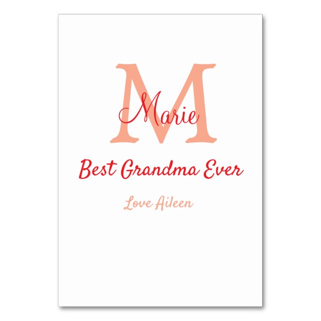 Numeração De Mesa texto simples e mínimo da melhor vovó sempre verme (Frente)