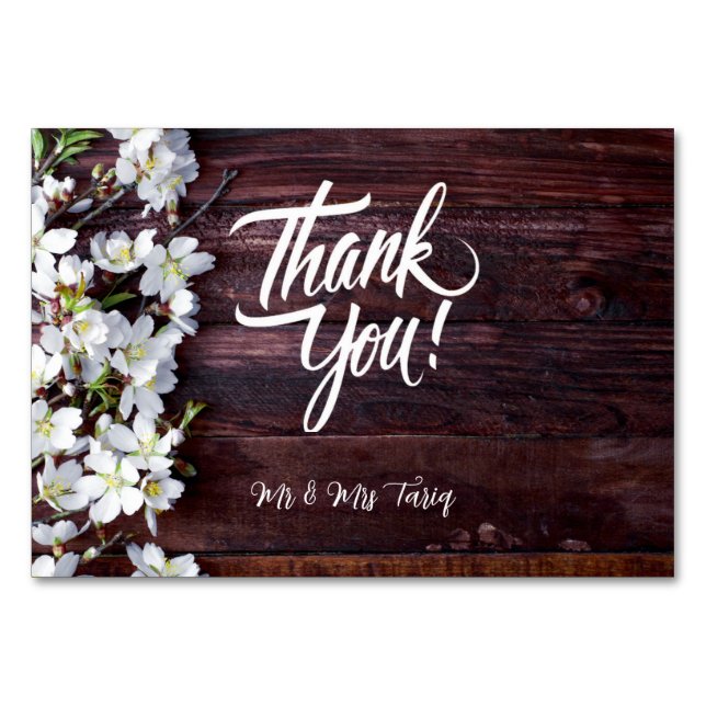 Numeração De Mesa Textura De Madeira Casamento Floral Branco Obrigad (Frente)