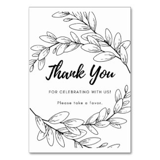 Numeração De Mesa Thank You Sign - Flat - Black and White Floral