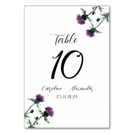 Numeração De Mesa Thistle Purple Floral Scottish Rustic Weding