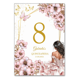 Numeração De Mesa Tiara Borboleta Áurea Rosa Quinceañera
