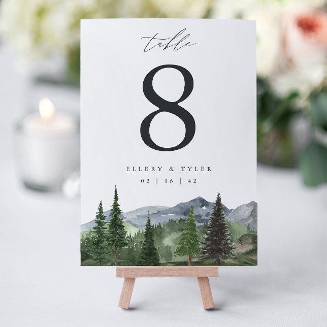 Numeração De Mesa Timberline | Casamento Personalizado de Floresta d (Criador carregado)