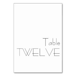 Numeração De Mesa Típica branca-negra minimalista TWELVE