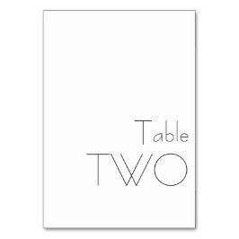 Numeração De Mesa Tipografia Branca Negra Minimalista Dois