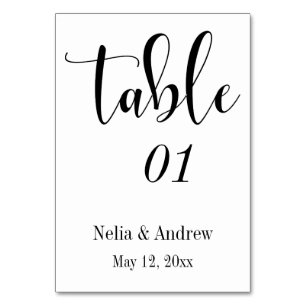 Numeração De Mesa Tipografia de Casamento Preto no Branco Número de