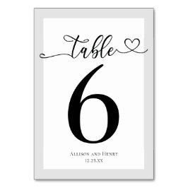 Numeração De Mesa Tipografia Recepção de casamento branca preta