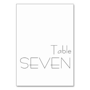 Numeração De Mesa Tipografia SEVEN Minimalista Preto e Branco Divert