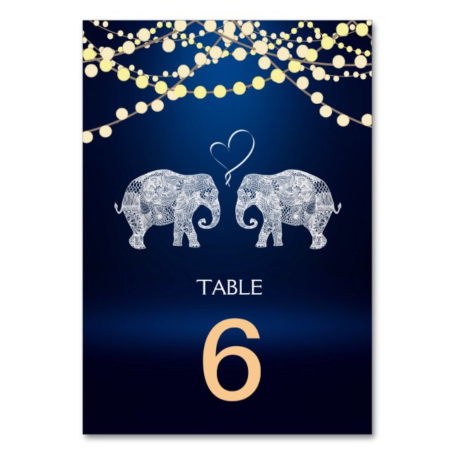 Numeração De Mesa TONELADAS DE Luzes Noturnas Elephant Menu+Placa de (Frente)
