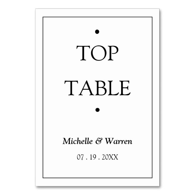 Numeração De Mesa TOP Preto e Branco Personalizado (Frente)