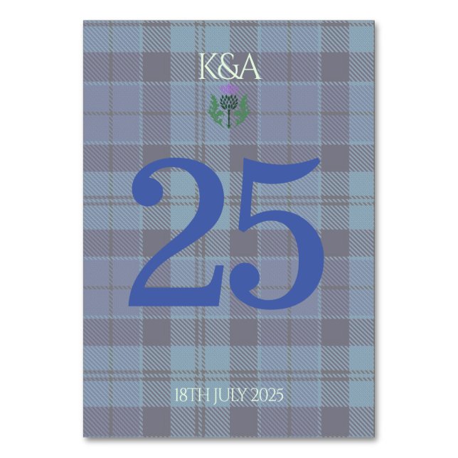 Numeração De Mesa Tradicional Scottish Tartan e Scotland Thistle (Frente)