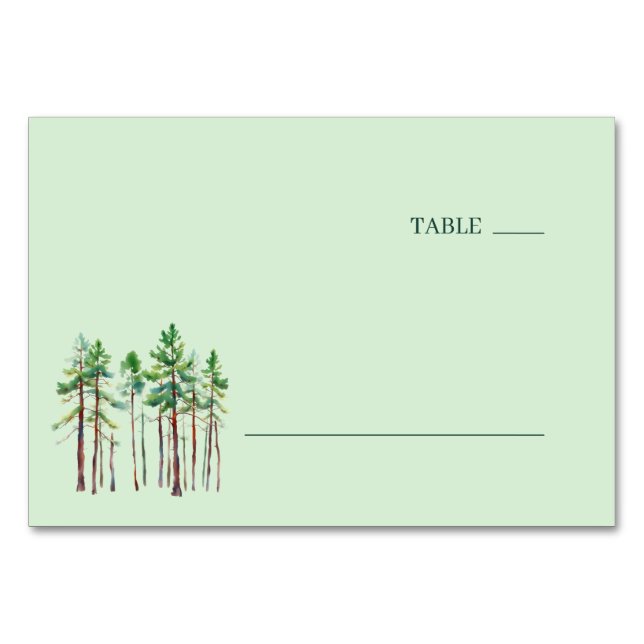 Numeração De Mesa Tranquil Green Watercolor Pine Trees (Frente)