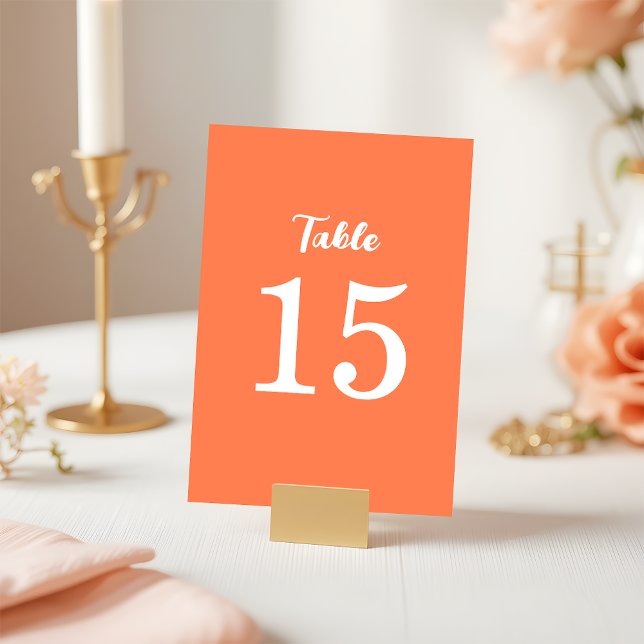 Numeração De Mesa Trendy Modern Coral Pink Orange Wedding (Criador carregado)