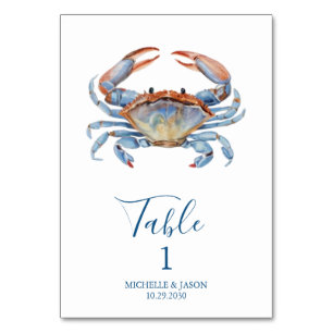 Numeração De Mesa Trendy Watercolor Crab - Náutico