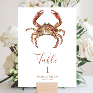 Numeração De Mesa Trendy Watercolor Crab - Náutico