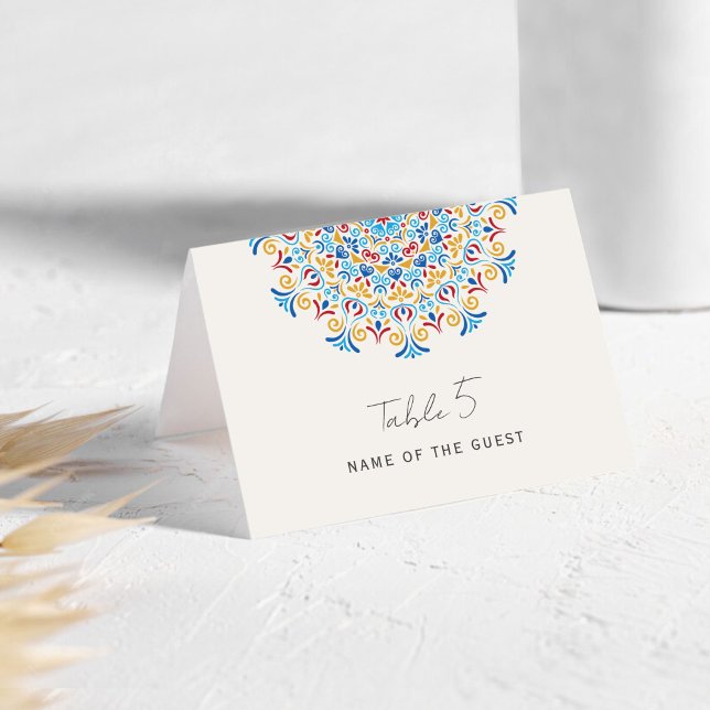 Numeração De Mesa Tribal Folk Culture Mandala Wedding Place Card (Criador carregado)