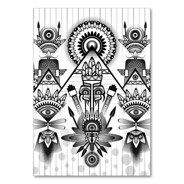 Numeração De Mesa Tribal Nativo abstrato (Frente)