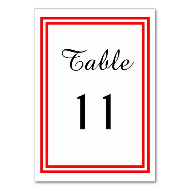 Numeração De Mesa Trim vermelho duplo - Placa de Mesa (Frente)