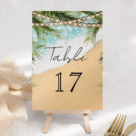 Numeração De Mesa Tropical Beach Palm String Lights Wedding