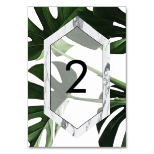 Numeração De Mesa Tropical Monstera Mármore Casamento
