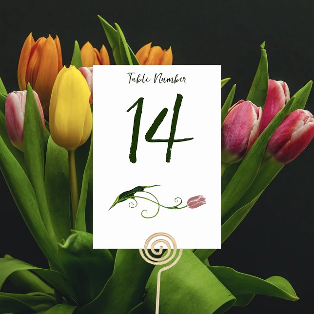 Numeração De Mesa Tulip Floral Rosa (Criador carregado)