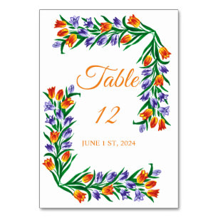 Numeração De Mesa Tulipas multicoloridas Buquê Thunder_Cove