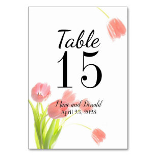 Numeração De Mesa Tulipas Rosa Suaves Elegantes