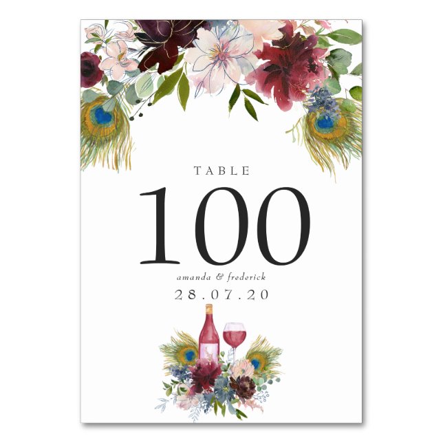 Numeração De Mesa Turnê e Marinho Pavão Vinho Parecido (Frente)