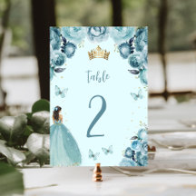 Turquesa Floral Dourada Princesa Quinceañera