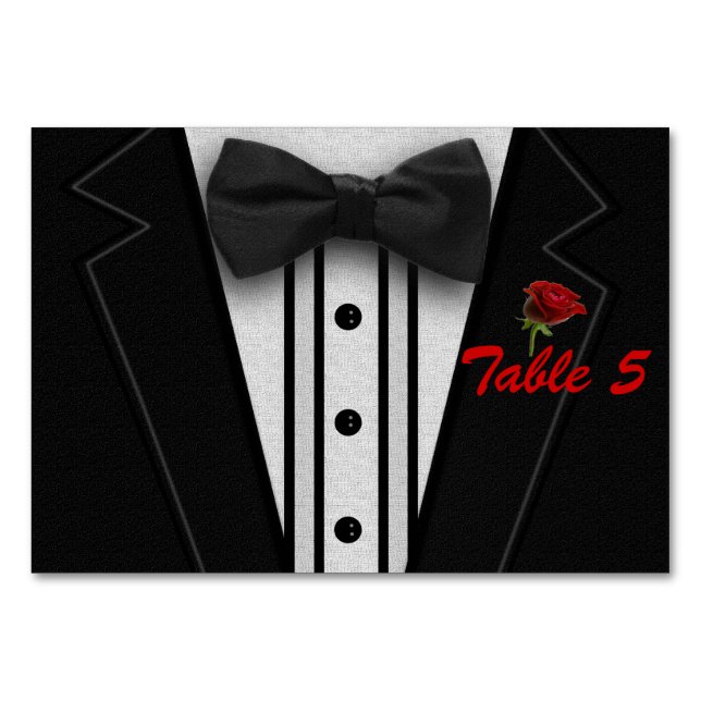 Numeração De Mesa Tuxedo com Arco Tie Monograma (Frente)