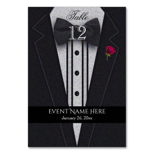 Numeração De Mesa Tuxedo preto (Frente)