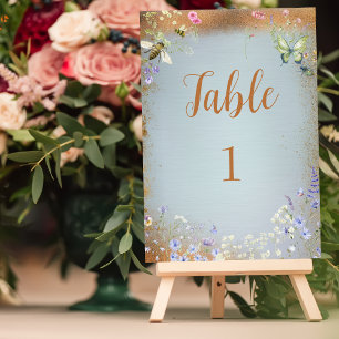 Numeração De Mesa Um Número de Mesa de Flor Selvagem Azul