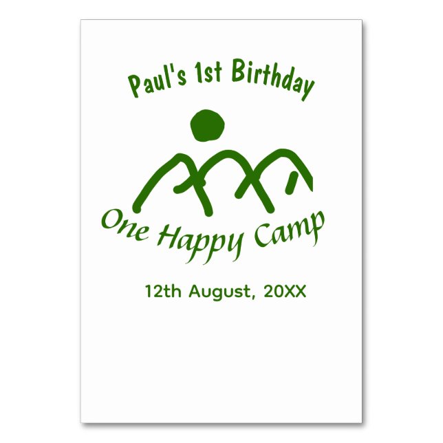 Numeração De Mesa Um primeiro aniversario verde de montanha feliz (Frente)