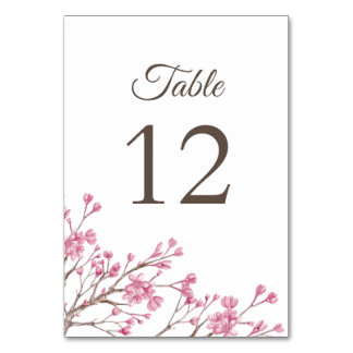 Numeração De Mesa Uma cereja cor-de-rosa primavera. Casamento de Flo