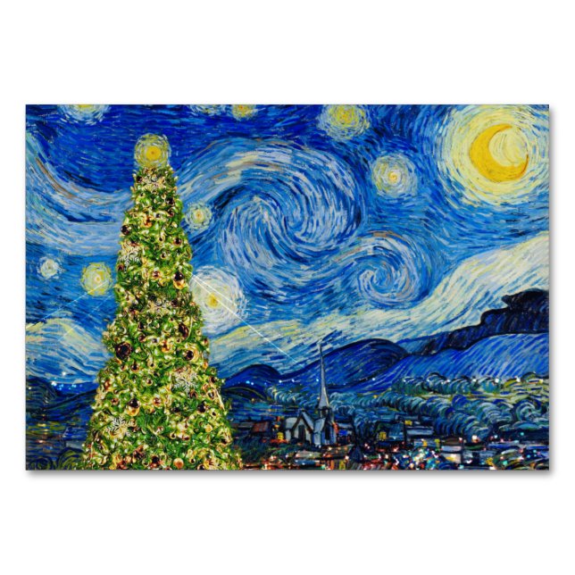 Numeração De Mesa Van Gogh Starry Night - Árvore de Natal (Frente)