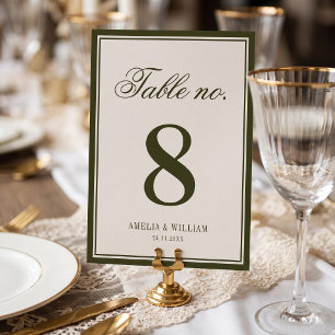 Numeração De Mesa Velho Dinheiro Sofisticado Atemporal Verde Oliva C