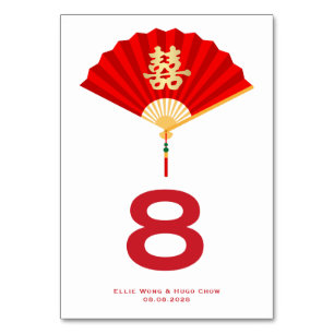 Numeração De Mesa Ventilador chinês e felicidade dupla Casamento c