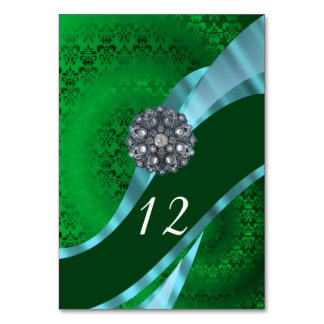Numeração De Mesa Verde brilhante, magia elegante damask